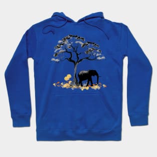 Elephant with african mimosa tree Hoodie